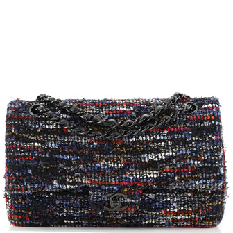 Chanel Classic Double Flap Bag Quilted Multicolor Tweed Medium