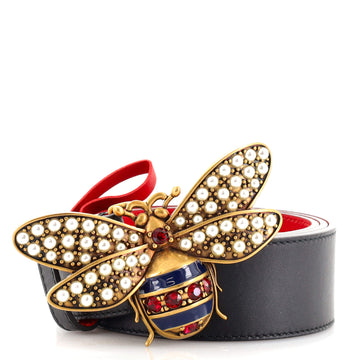 Gucci Queen Margaret Bee Belt Leather Wide