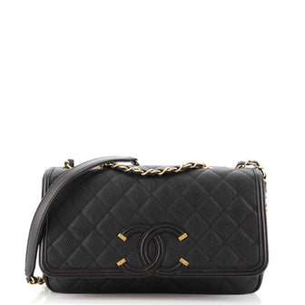 Chanel Filigree Flap Bag Quilted Caviar Medium