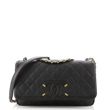 Chanel Filigree Flap Bag Quilted Caviar Medium