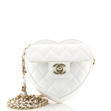 Chanel CC in Love Heart Clutch with Chain Quilted Lambskin