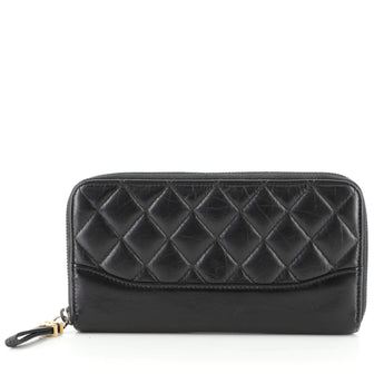 Chanel Gabrielle Zip Around Wallet Quilted Aged Calfskin Long