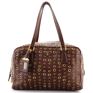 Prada Grommet Bauletto Bag Leather Medium