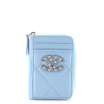 Chanel 19 Zip Coin and Card Purse Quilted Lambskin