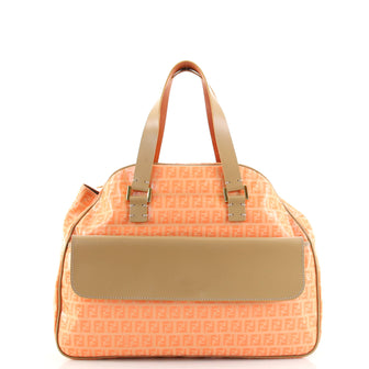 Fendi Vintage Front Pocket Dome Zip Satchel Zucchino Coated Canvas Large