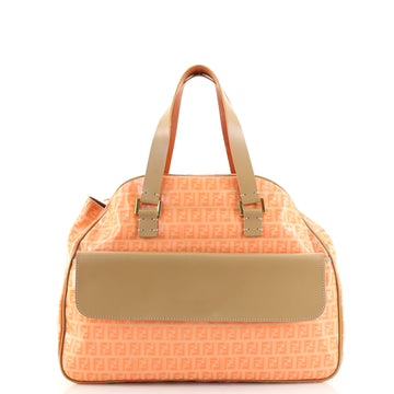 Fendi Vintage Front Pocket Dome Zip Satchel Zucchino Coated Canvas Large