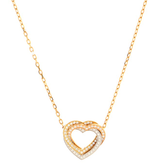 Cartier Trinity de Cartier Heart Pendant Necklace 18K Tricolor Gold with Pave Diamonds