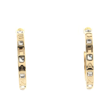 Chanel CC Logo Hoop Earrings Metal with Crystals