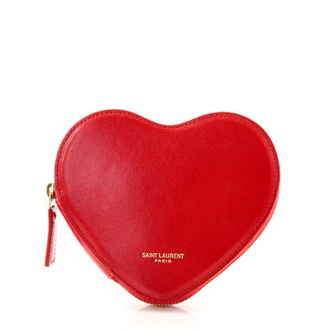Saint Laurent Heart Zip Pouch Expandable Tote Leather