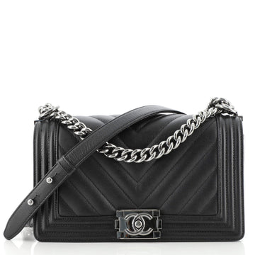 Chanel Boy Flap Bag Chevron Caviar Old Medium