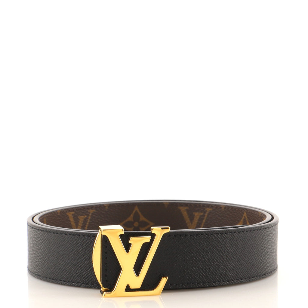 Louis Vuitton Reversible Belt Brown Black Leather Cloth ref.152424