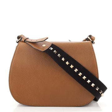 Valentino Band Rockstud Round Messenger Bag Grained Leather