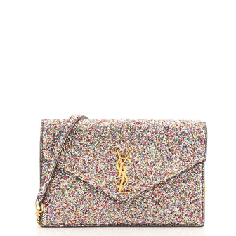 Saint Laurent Classic Monogram Wallet on Chain Glitter