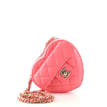 Chanel CC in Love Heart Clutch with Chain Quilted Lambskin