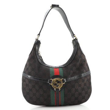 Gucci Reins Web Hobo GG Canvas Medium