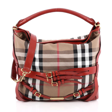 Burberry Bridle Gosford Hobo House Check Canvas Medium Brown