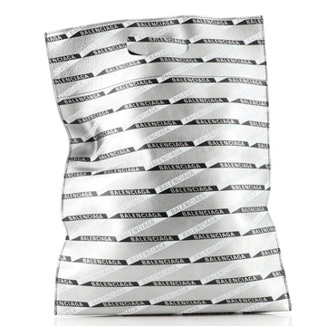 Balenciaga Fold Over Tote Monogram Printed Leather Medium