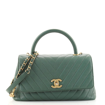 Chanel Coco Top Handle Bag Chevron Caviar Small