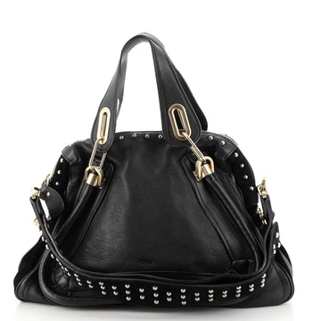 Chloe Paraty Top Handle Bag Leather and Suede with Studded Detail Medium