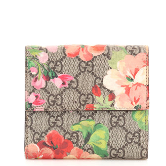 Gucci French Flap Wallet Blooms Print GG Coated Canvas