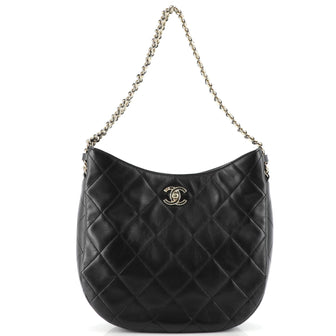 Chanel Wide Chain CC Turnlock Hobo Quilted Lambskin Small