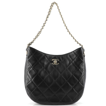 Chanel Wide Chain CC Turnlock Hobo Quilted Lambskin Small