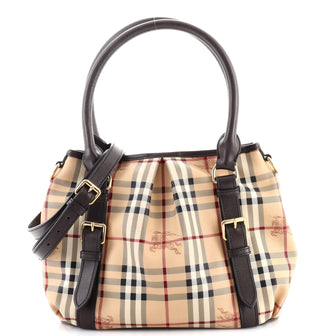 Burberry Northfield Convertible Tote Haymarket Coated Canvas Small