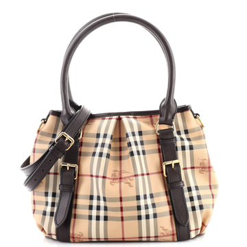 Burberry Northfield Convertible Tote Haymarket Coated Canvas Small