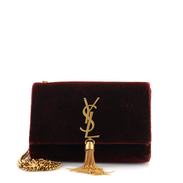 Saint Laurent Classic Monogram Tassel Crossbody Bag Velvet Small