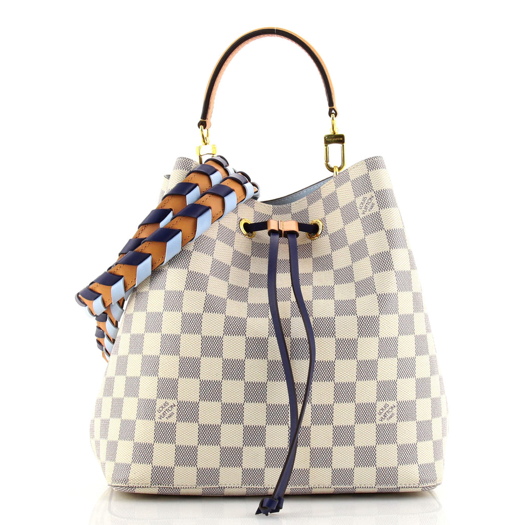 Louis Vuitton NeoNoe Handbag Damier with Braided Detail MM White