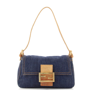 Fendi Baguette Bag Denim with Snakeskin