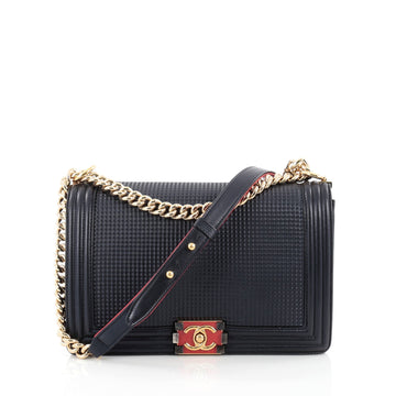Chanel Boy Flap Bag Cube Embossed Lambskin New Medium 