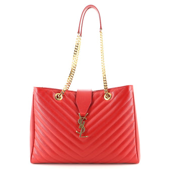 Saint Laurent Classic Monogram Shopper Matelasse Chevron Leather Large
