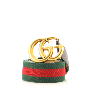 Gucci GG Marmont Web Belt Canvas and Leather Wide