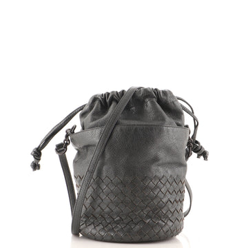 Bottega Veneta Drawstring Bucket Bag Leather and Intrecciato Nappa Small