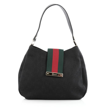 Gucci New Ladies Web Hobo GG Canvas Large