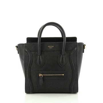 Celine Luggage Handbag Smooth Leather Nano Black