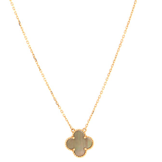 Van Cleef & Arpels Vintage Alhambra Pendant Necklace 18K Rose Gold and Grey Mother of Pearl