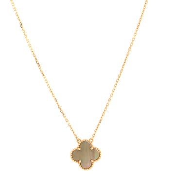 Van Cleef & Arpels Vintage Alhambra Pendant Necklace 18K Rose Gold and Grey Mother of Pearl