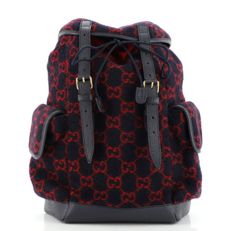 Gucci Double Pocket Belt Backpack GG Wool Medium
