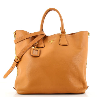 Prada Side Zip Convertible Tote Vitello Daino Large