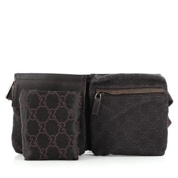 Gucci Vintage Double Belt Bag GG Canvas Small