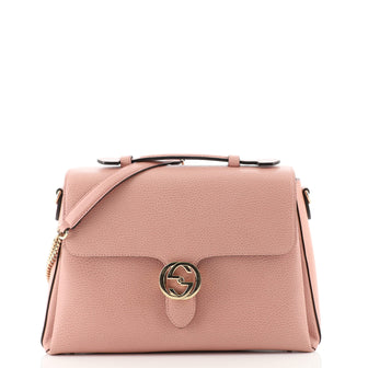 Gucci Interlocking Top Handle Bag Leather Medium
