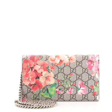 Gucci Chain Wallet Blooms Print GG Coated Canvas