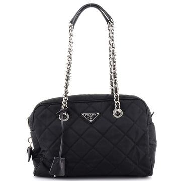 Prada Chain Shoulder Bag Quilted Tessuto Medium