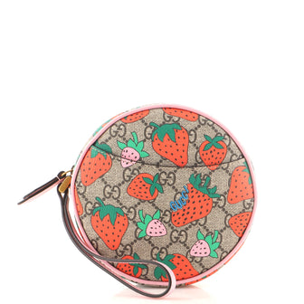 Gucci Round Wristlet Wallet Printed GG Coated Canvas