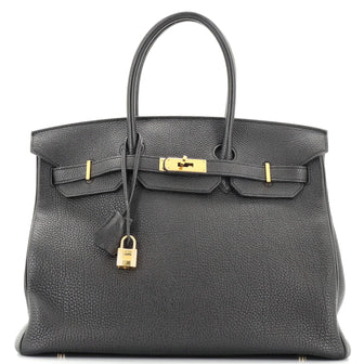Hermes Birkin Handbag Black Togo with Gold Hardware 35