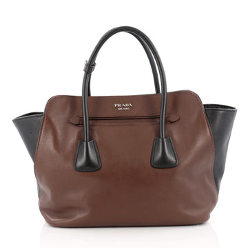 Prada Cuir Convertible Shopping Tote Soft Calfskin Large Brown