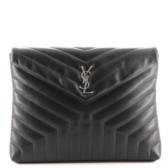 Saint Laurent LouLou Document Clutch Matelasse Chevron Leather