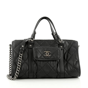 Chanel Casual Riviera Bowling Bag Quilted Calfskin Medium Black